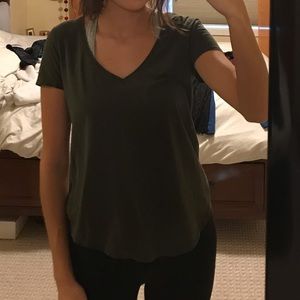 Army Green V Neck Lululemon T shirt